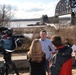 Barges pinned against McAlpine Dam on Ohio River