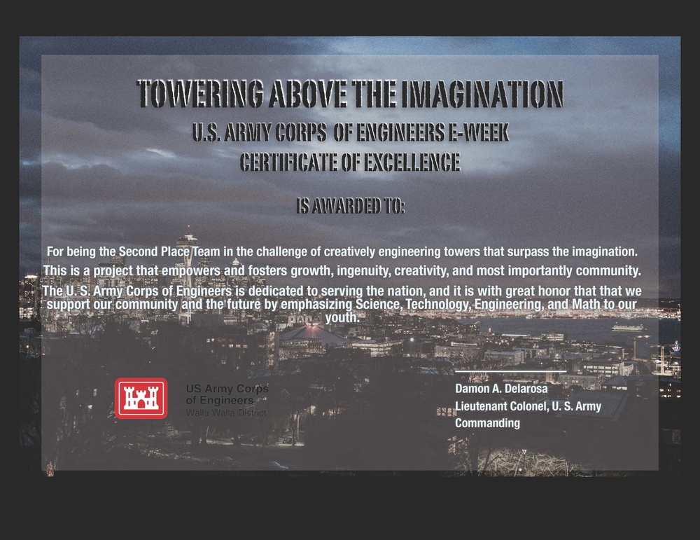 Young Innovators Tower Above the Imagination Certificate