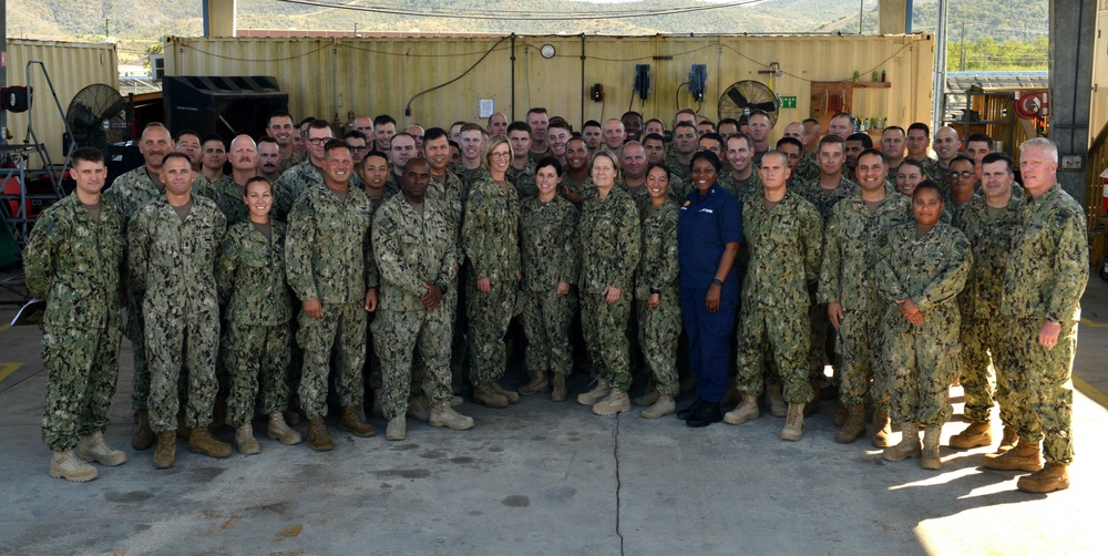 Coast Guard Pacific Area Commander and staff visit Port Security Unit 311 service members deployed to Guantanamo Bay, Cuba