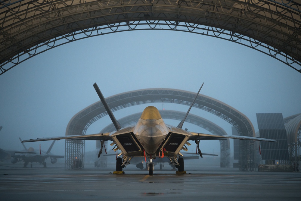F-22 parked on the flightline at JBLE