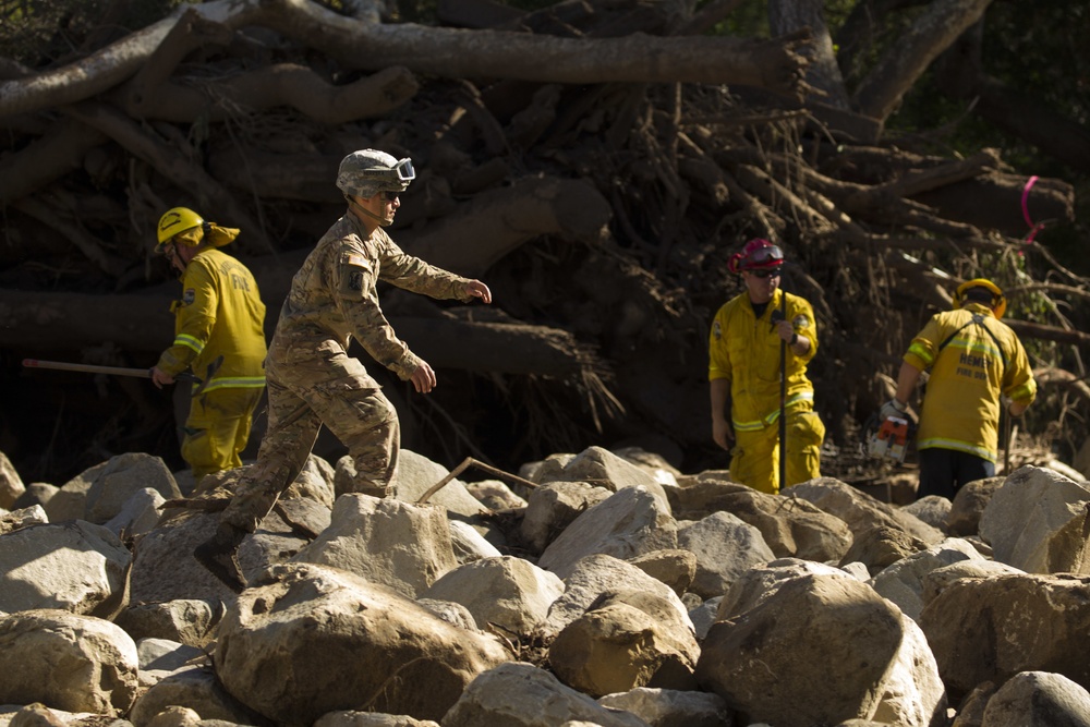 Cal Guard engineers clear Montecito mudslide debris