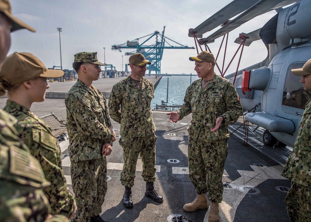 U.S. Navy Rear Adm. Paul J. Schlise, right, deputy commander of U.S. Naval Forces Central Command and U.S. 5th Fleet,