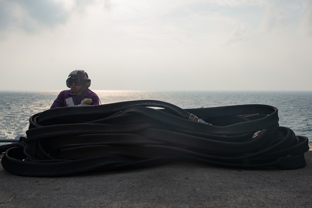 The aircraft carrier USS John C. Stennis (CVN 74) conducts flight operations