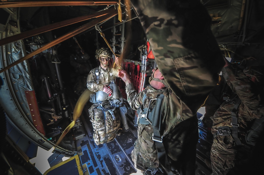 Sky Soldier prepares to exit aircraft.