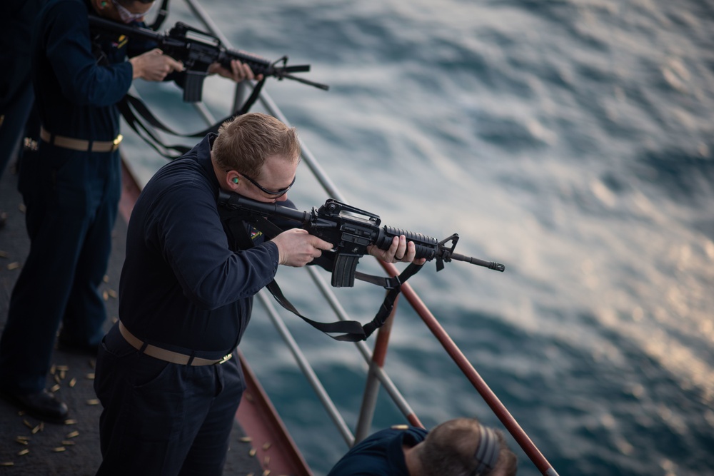 U.S. Sailor conducts live-fire exercise