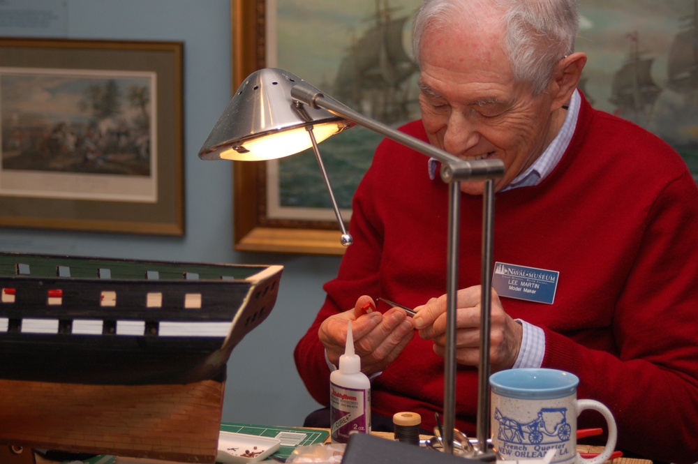 Model shipbuilder at Navla Museum