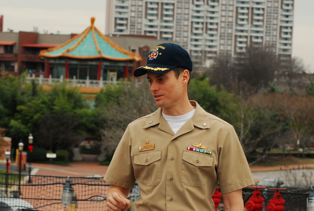 Promotion ceremony aboard a Battleship