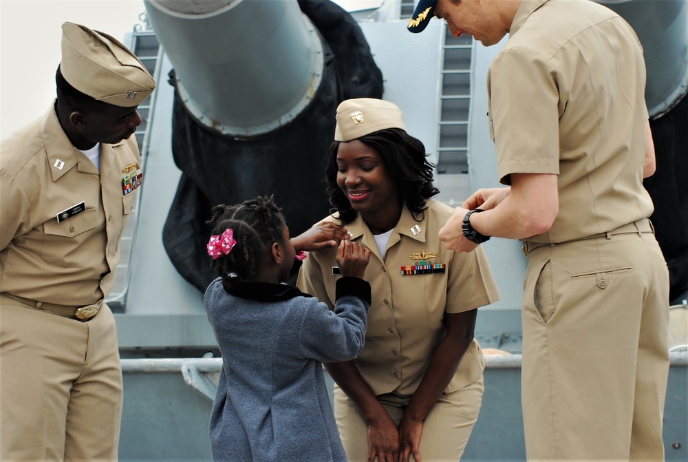 Promotion ceremony aboard a Battleship