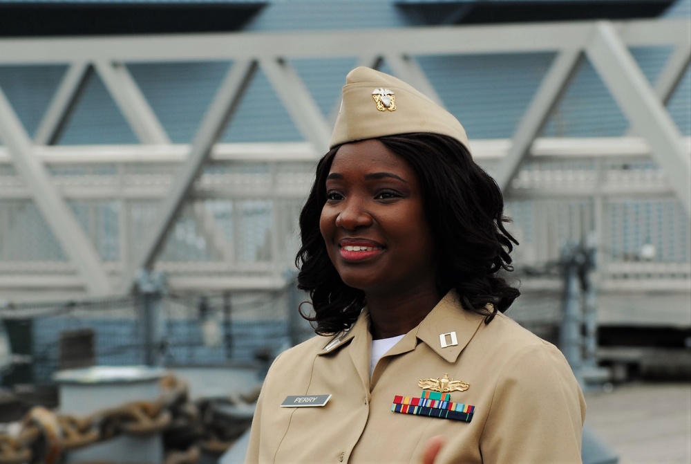 Promotion ceremony aboard a Battleship