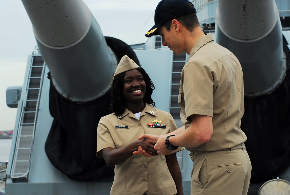 Promotion Ceremony aboard a Battleship