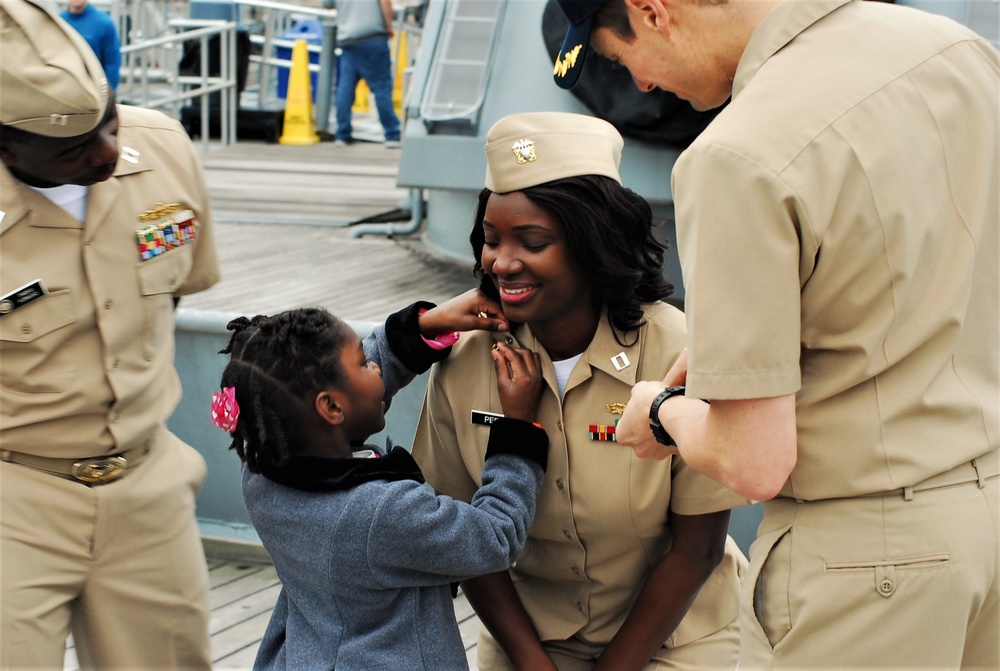 Promotion ceremony aboard a Battleship