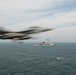 The aircraft carrier USS John C. Stennis (CVN 74) and the French air defense destroyer FS Cassard (D 614) conduct Combined Task Force 50 integrated operations