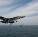 The aircraft carrier USS John C. Stennis (CVN 74) and the French air defense destroyer FS Cassard (D 614) conduct Combined Task Force 50 integrated operations