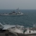 The aircraft carrier USS John C. Stennis (CVN 74) and the French air defense destroyer FS Cassard (D 614) conduct Combined Task Force 50 integrated operations