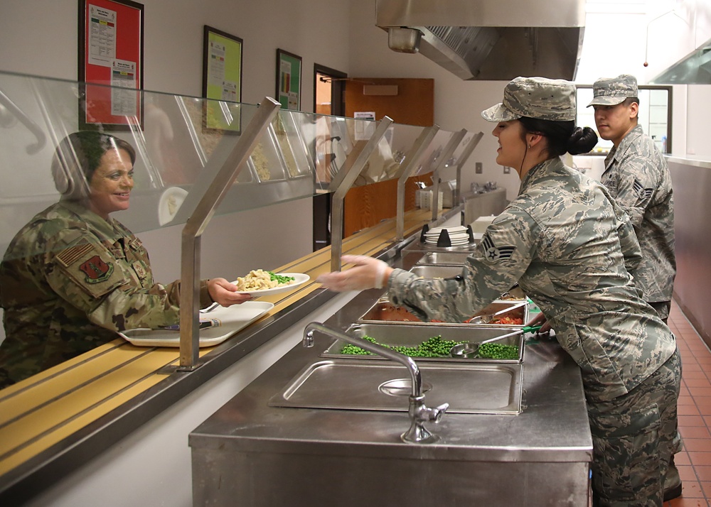 Services Airmen prepare and serve lunch