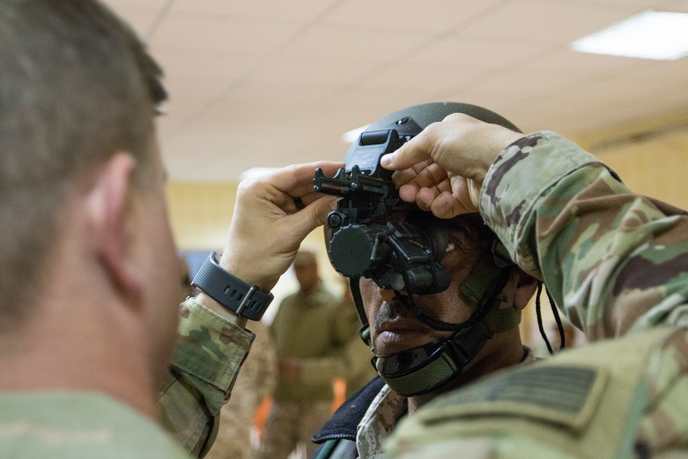 Soldier wearing AN/PVS-14 night vision device