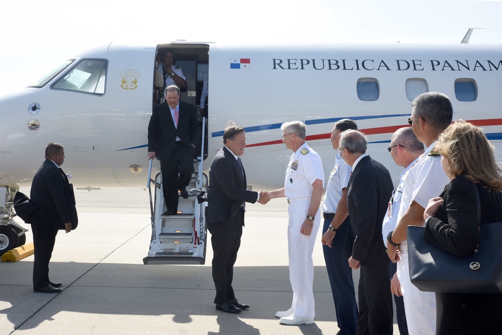 President of Panama Juan Carlos Varela is welcomed to NAS Key West