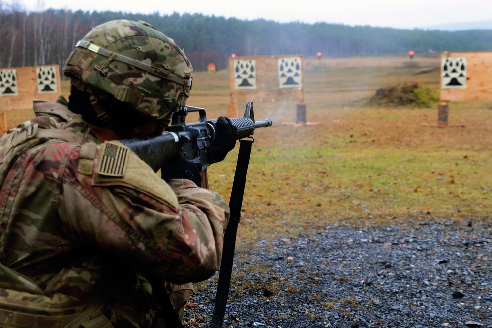 1st Cavalry Soldiers Keep Weapon Skills Sharp at Camp Aachen Germany