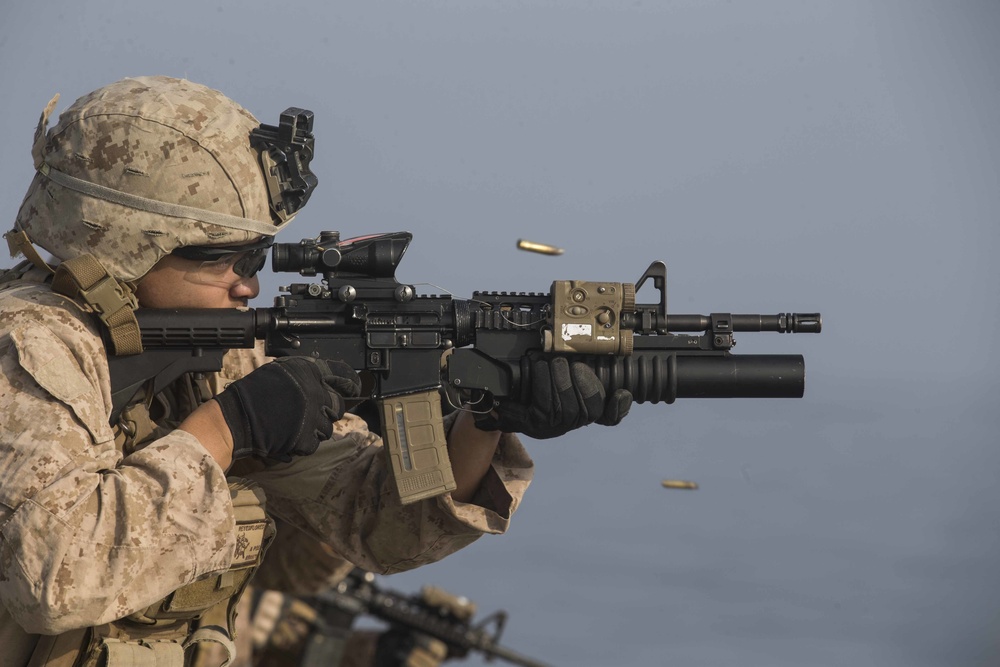 Kilo Company conducts a deck shoot