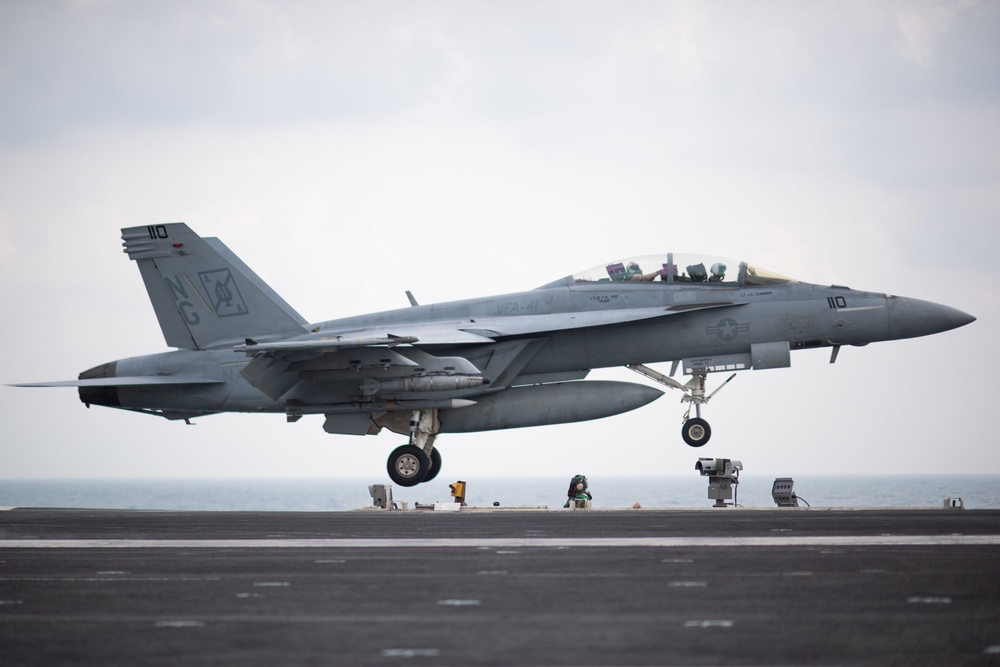 The aircraft carrier USS John C. Stennis (CVN 74) conducts flight operations