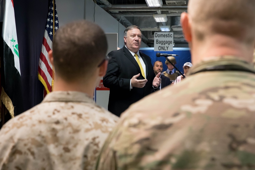 Secretary of State visits troops in Baghdad