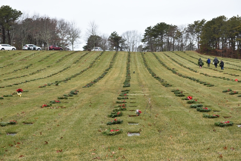 Wreaths Across America event held at National Veterans Cemetery in Bourne, Mass.
