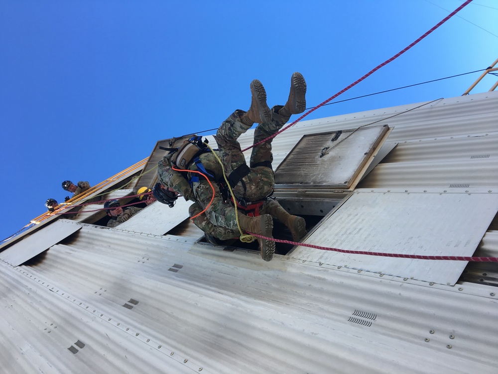 Oklahoma National Guard civil support team practices rope rescues