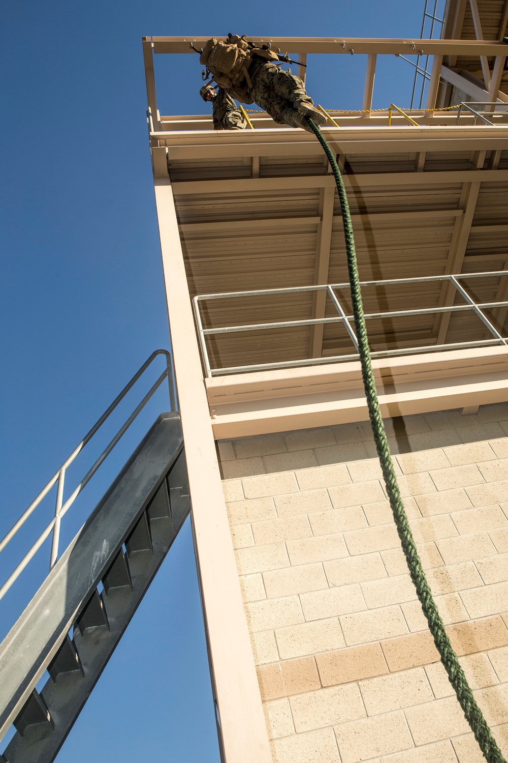 Coming in fast: Marines with 3/5 fast-rope at Camp Pendleton