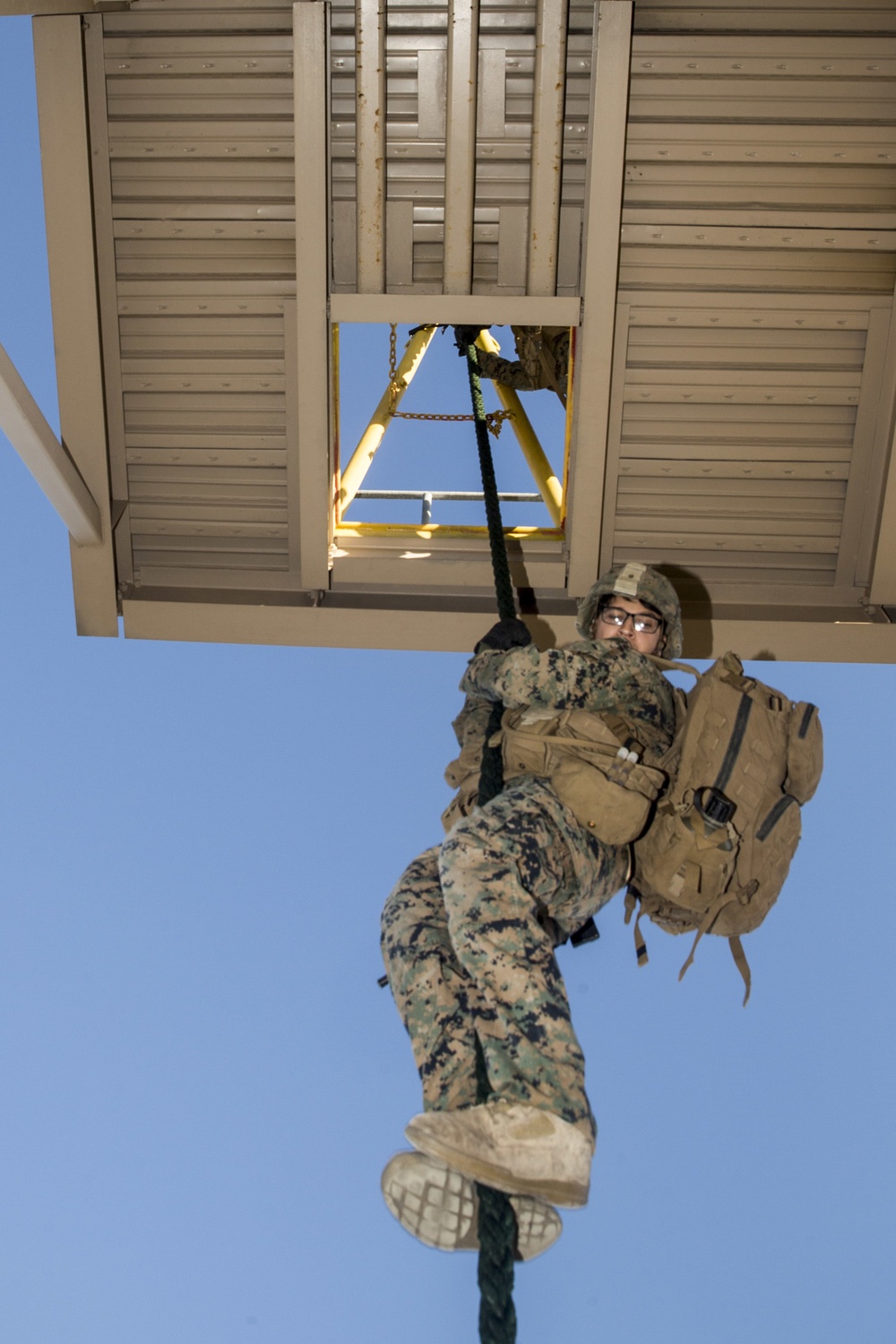 Coming in fast: Marines with 3/5 fast-rope at Camp Pendleton