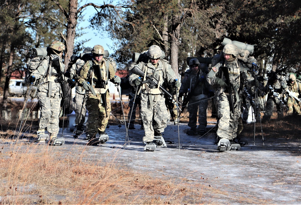 Students build snowshoeing skills during cold-weather training at Fort McCoy