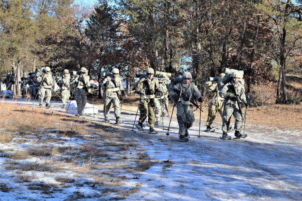 Students build snowshoeing skills during cold-weather training at Fort McCoy