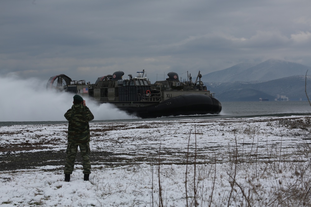 LCACs land ashore in Greece for Exercise Alexander the Great 2019