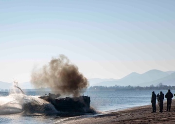 U.S. Marine demonstrate an amphibious assault to the Hellenic Marines in Volos, Greece during ATG 2019