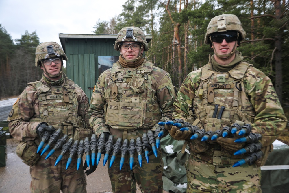 91st Brigade Engineer Battalion Bradley’s Train in the Snow of Grafenwoehr, Germany