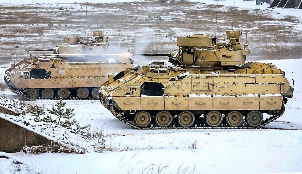 91st Brigade Engineer Battalion Bradley’s Train in the Snow of Grafenwoehr, Germany