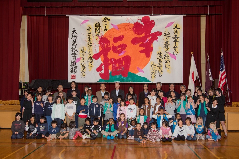 Girl Scouts write in the new year with Kakizome