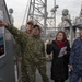 Fire Controlman 1st Class Richardallan Mascardo, from San Diego, gives a presentation on the Ticonderoga-class guided-missile cruiser USS Antietam (CG 54) during a guided tour with Sailors from the Japan Maritime Self-Defense Force (JMSDF)