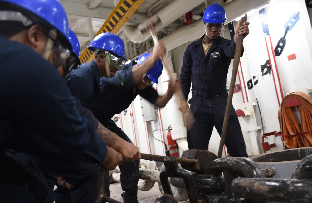 USS Wasp (LHD 1) participate in an anchoring evolution