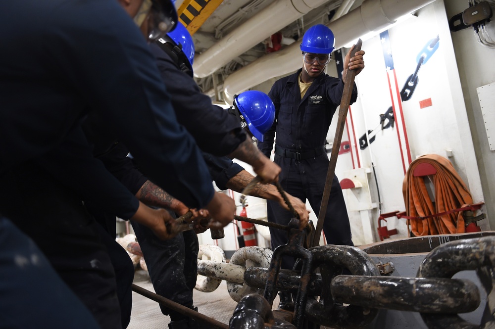 USS Wasp (LHD 1) participate in an anchoring evolution