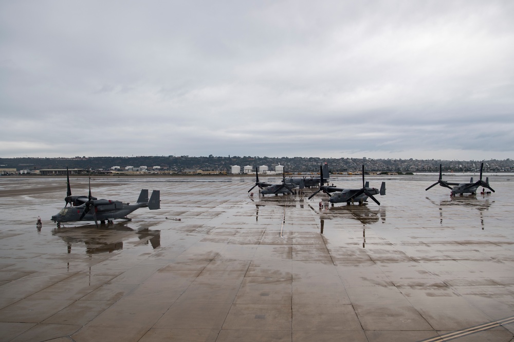 Air Force CV-22s land at Naval Air Station North Island