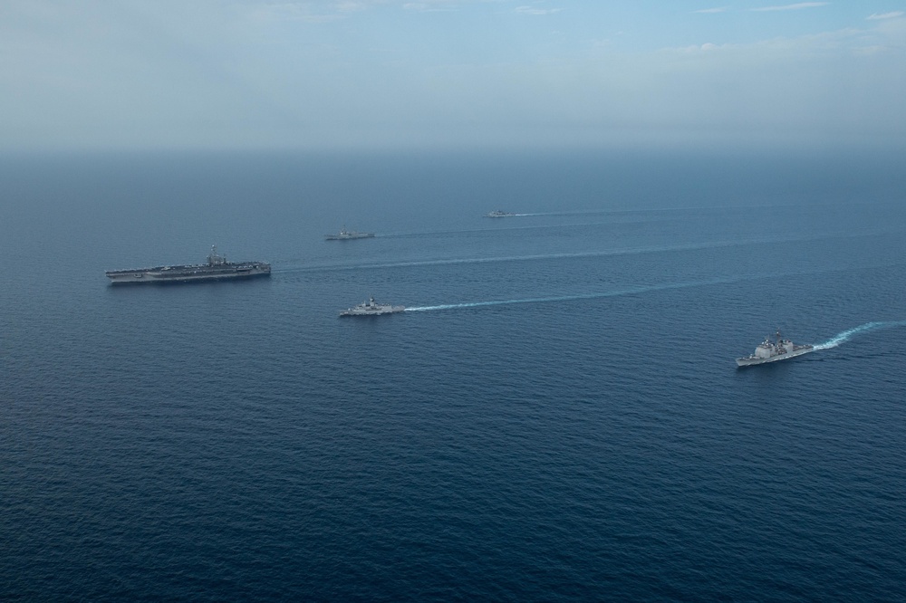 The John C. Stennis Strike Group, France’s Marine Nationale, United Kingdom’s Royal Navy and the Royal Australian Navy conduct exercise Intrepid Sentinel