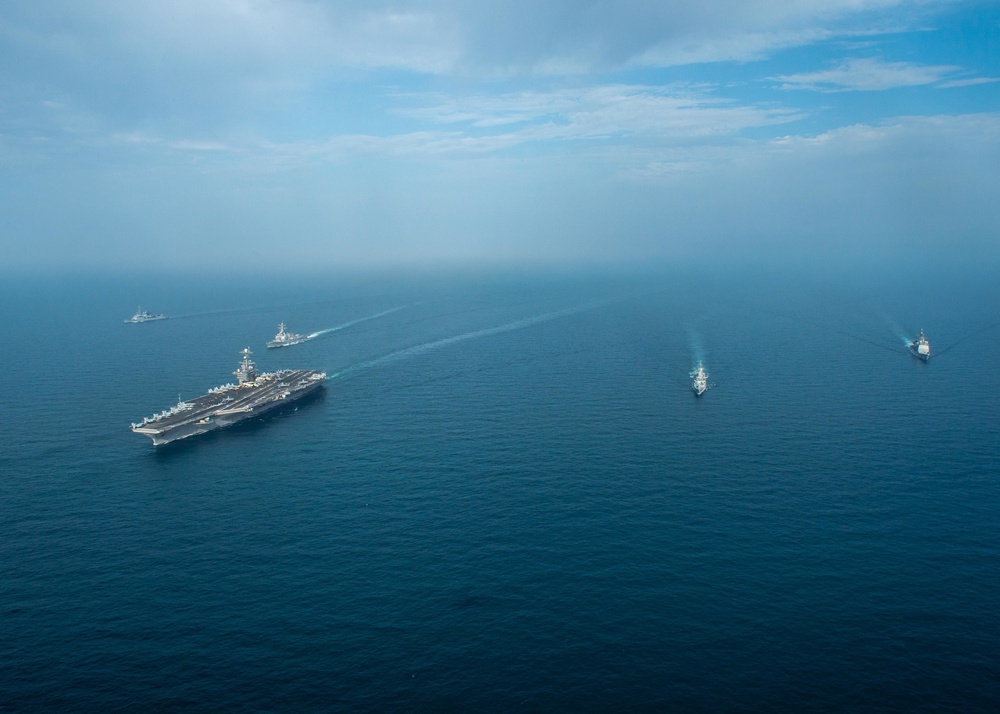 The John C. Stennis Strike Group, France’s Marine Nationale, United Kingdom’s Royal Navy and the Royal Australian Navy conduct exercise Intrepid Sentinel