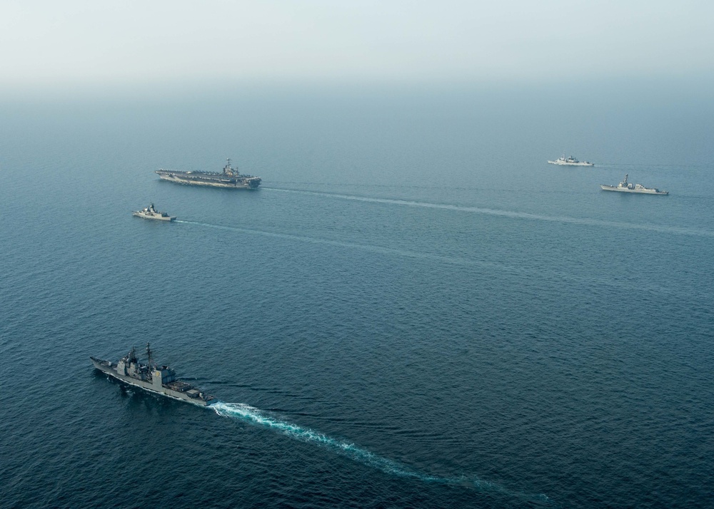 The John C. Stennis Strike Group, France’s Marine Nationale, United Kingdom’s Royal Navy and the Royal Australian Navy conduct exercise Intrepid Sentinel