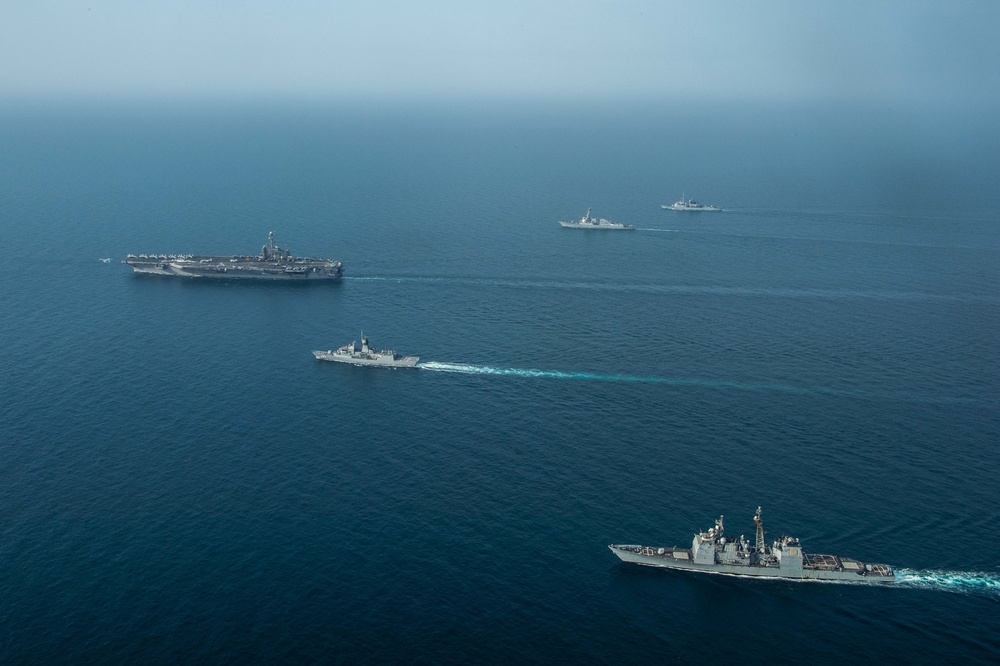 The John C. Stennis Strike Group, France’s Marine Nationale, United Kingdom’s Royal Navy and the Royal Australian Navy conduct exercise Intrepid Sentinel