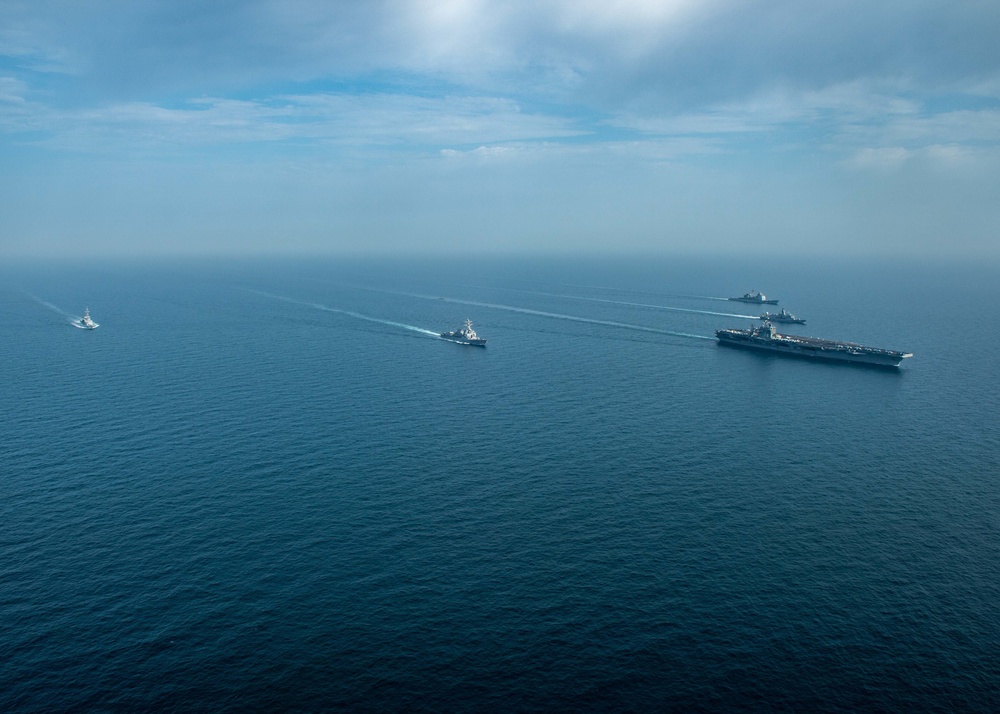 The John C. Stennis Strike Group, France’s Marine Nationale, United Kingdom’s Royal Navy and the Royal Australian Navy conduct exercise Intrepid Sentinel