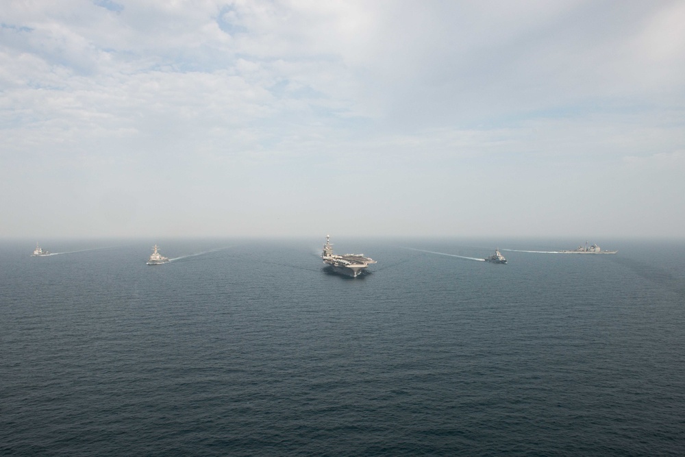 The John C. Stennis Strike Group, France's Marine Nationale, United Kingdom's Royal Navy and the Royal Australian Navy conduct exercise Inrepid Sentinel