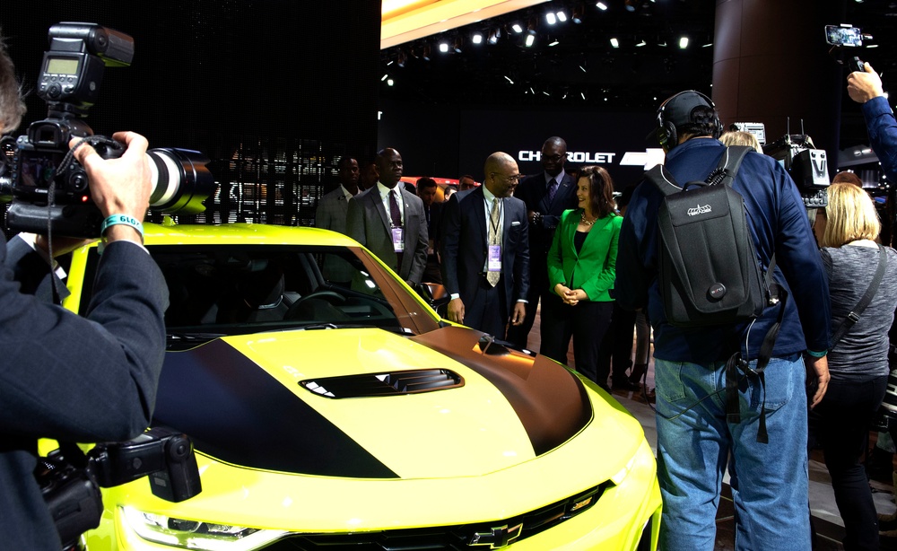 Michigan Governor Gretchen Whitmer and Lt. Governor Garlin Gilchrist tour the North American International Auto Show