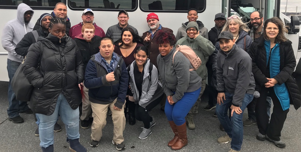 DLA Troop Support Industrial Hardware’s first Material Planner Training Team poses for a photo after touring DLA Distribution’s Eastern Distribution Center Nov. 27, 2018 in New Cumberland, Pennsylvania.