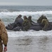 U.S. Marines and Japanese Ground Self-Defense Force Soldiers use combat rubber raiding crafts for surf passage during Iron Fist
