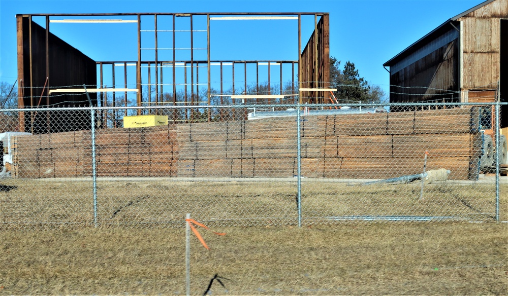New salt/sand storage building under construction at Fort McCoy
